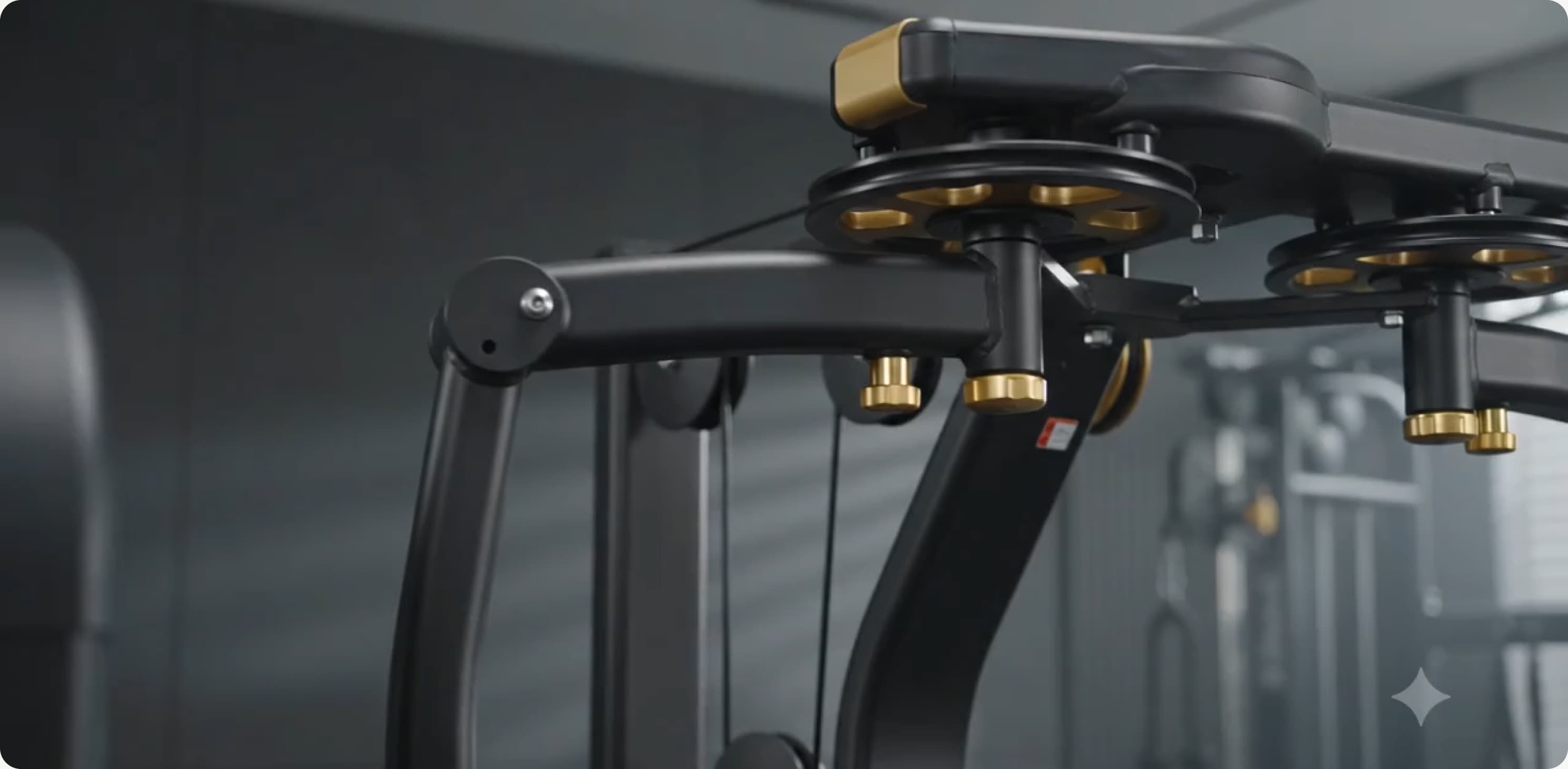 Premium ZenFit gym equipment in a cinematic studio setting